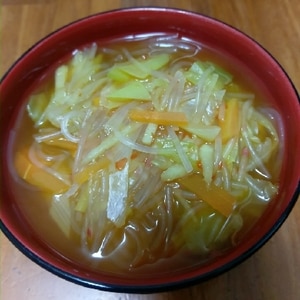 ピリ辛☆春キャベツと春雨スープ